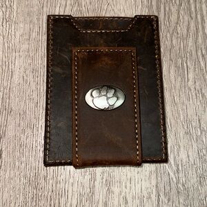 ZEP-PRO Clemson Tigers Collegiate Leather Front Pocket Wallet brown